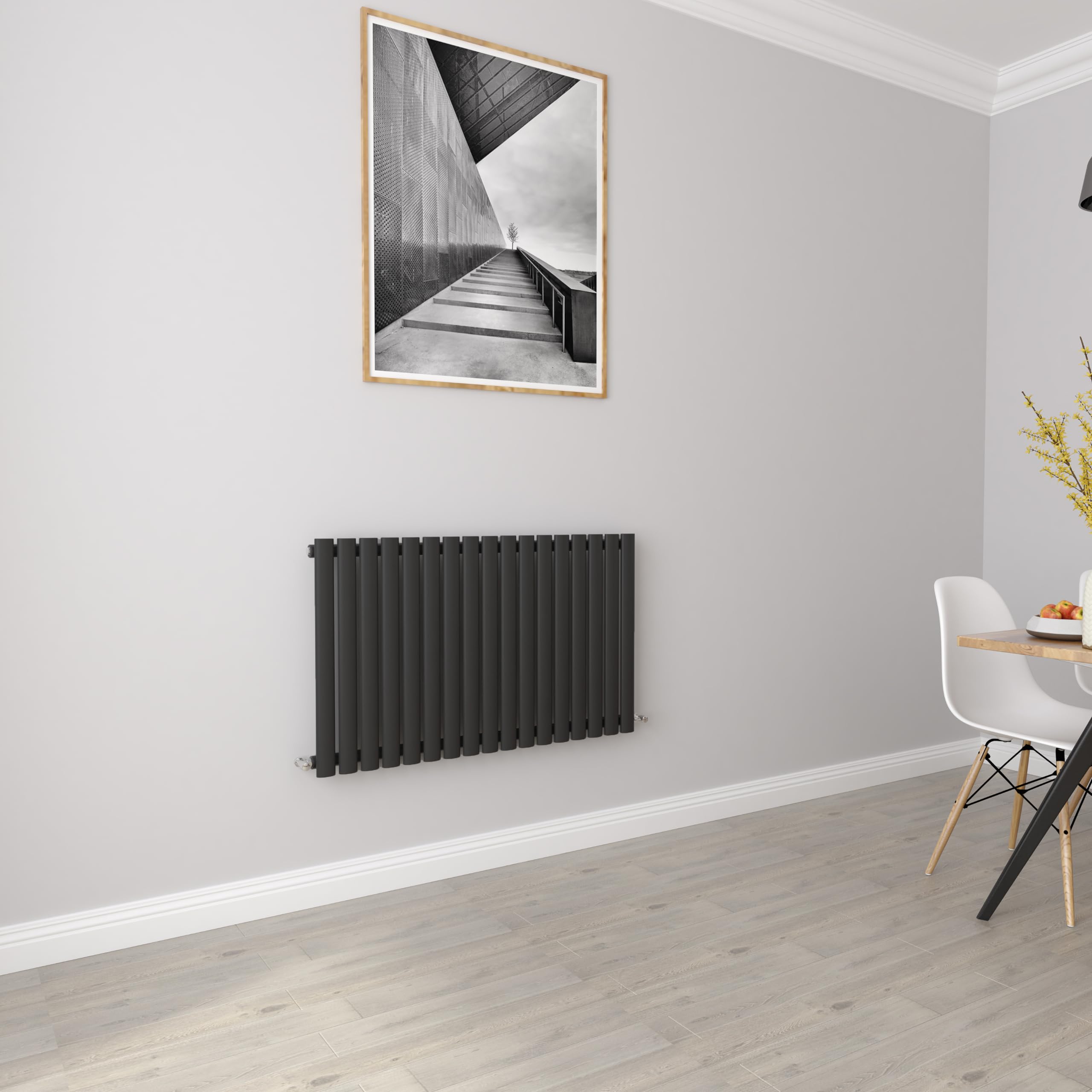 Acezanble∣Oval Column Radiator 600x1003mm Horizontal Radiator Black Single Column Central Heating Radiators Modern Designer Radiators
