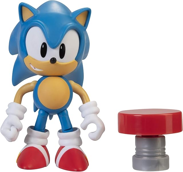 Sonic The Hedgehog 4 Inch Action Figure Classic Sonic with Spring Collectible Toy