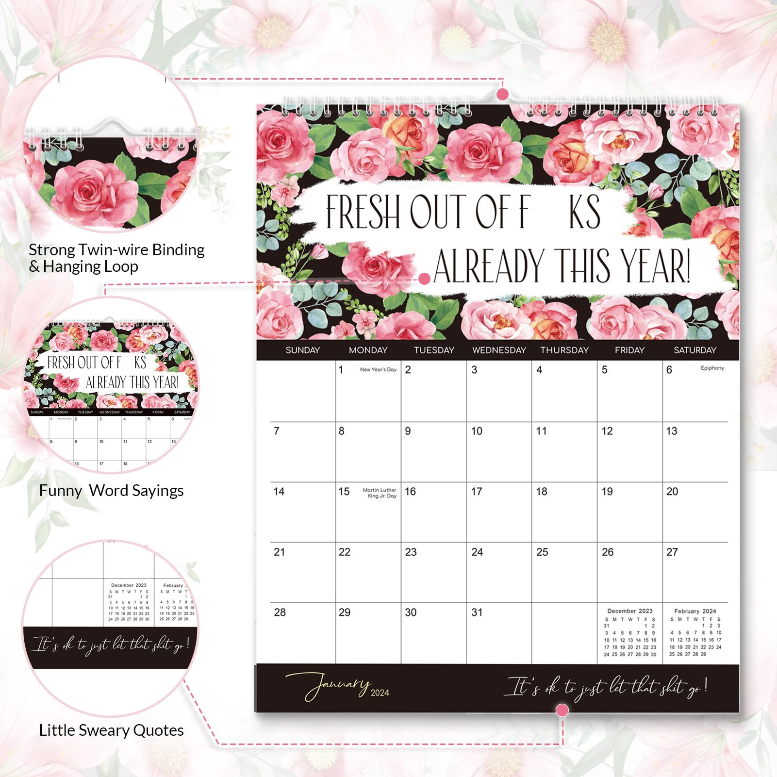Snapklik.com : 2024 Wall Calendar For Tired Women, Funny Sweary ...