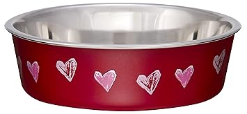 Loving Pets Bella Bowl Designer & Expressions Dog Bowl, Medium, Hearts, Valentine Red
