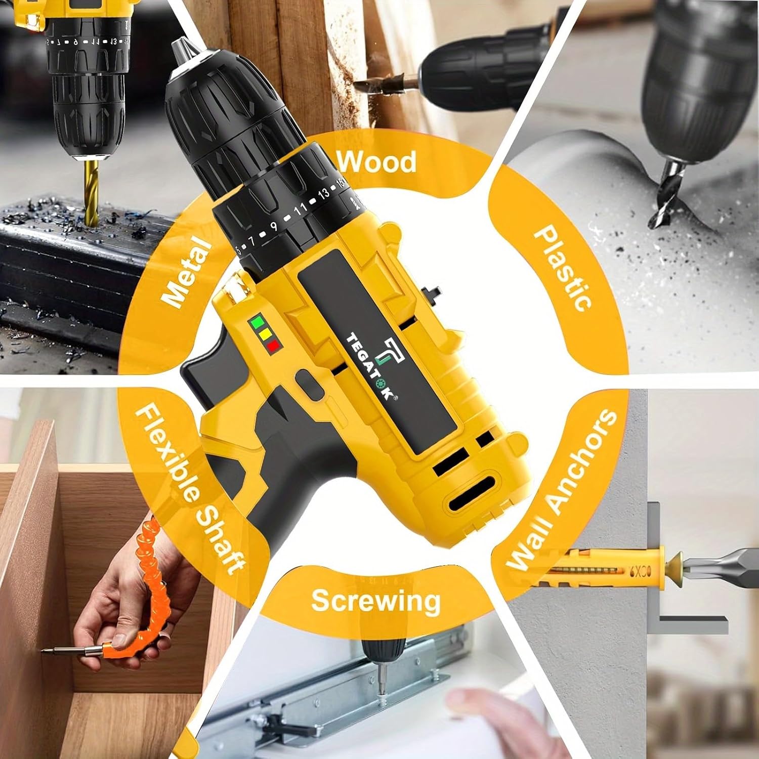 148pcs 20V Lithium-Ion Rechargeable Drill Driver -148pcs Electric Tool BOX For Home And DIY Projects, 3/8 Torque Setting Cordless Drill Set Combo Kit, Adjustable Speed, LED Light, And Compact Design