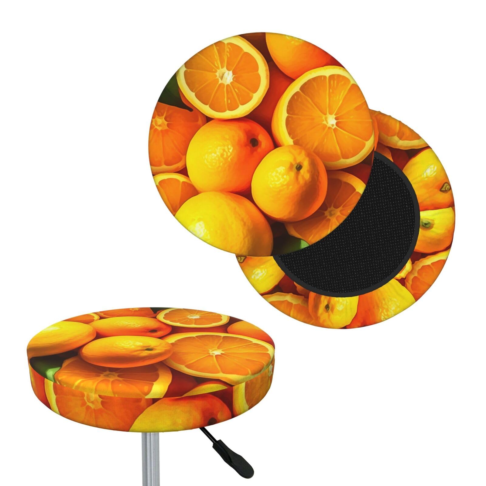 NONHAI Oranges and Lemons Bar Stool Cover Round Elastic Stool Cushion Covers Dustproof Bar Chair Cover Washable Stool Cushion Slipcover Stretch Stool Seat Covers for 12-14 Inch Chair