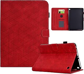 Premium läderfodral For ställfodral kompatibel med Kindle Fire HD8/HD 8 Plus 2022 2020-fodral flervinklar visning och Auto Wake-Sleep-funktionsfodral(Rosso)