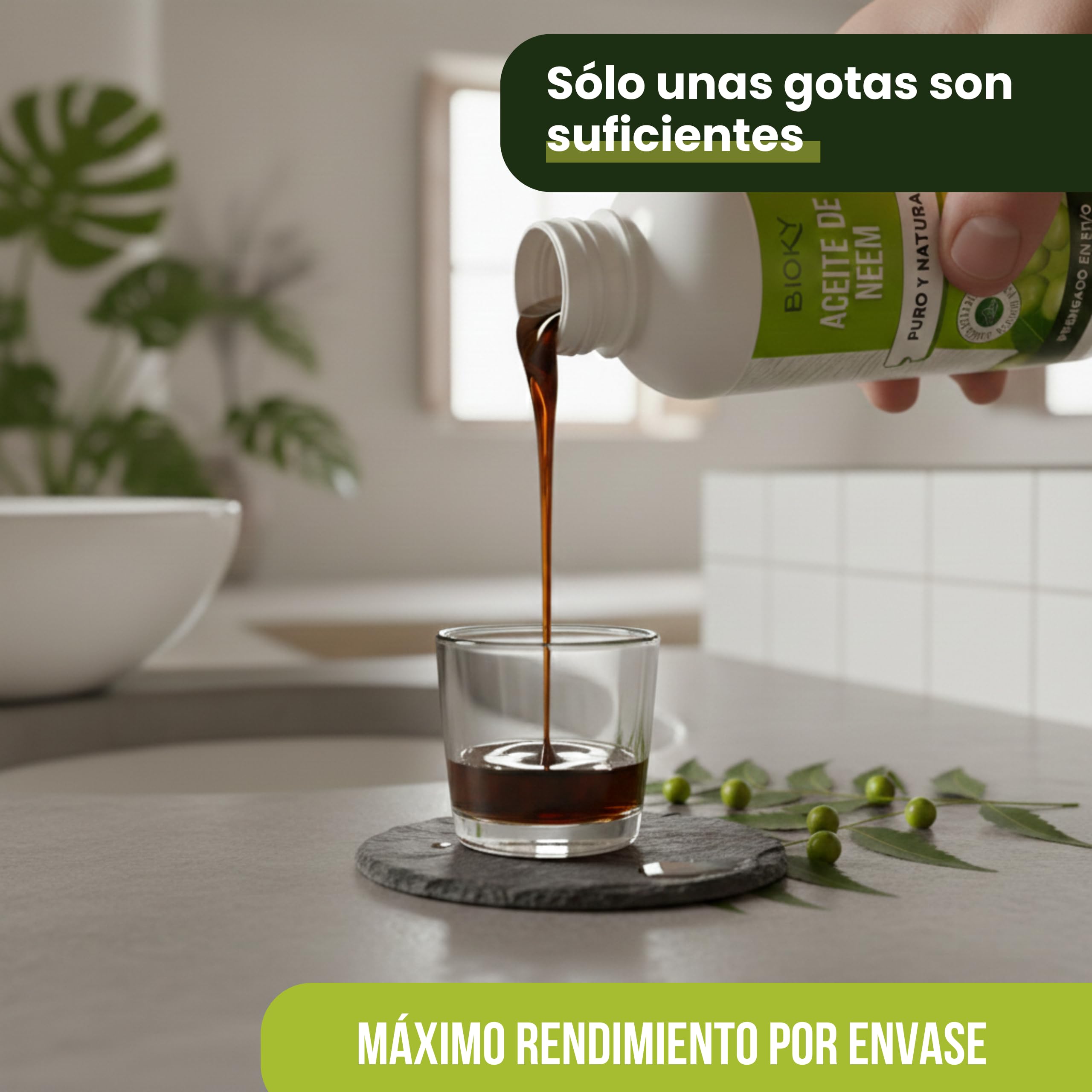 Bioky Aceite de Neem 2 Litros (Pack 1L + 1L) | Neem Puro y Natural - Extraído 1ª Presión en Frío | Aceite Multiusos