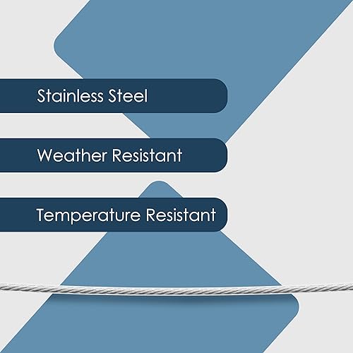 Miniatura 7 de Houseables Cuerda de alambre, cable recubierto de plástico, cuerda de alambre recubierta de vinilo, enrejado, cable de acero inoxidable 116, 500