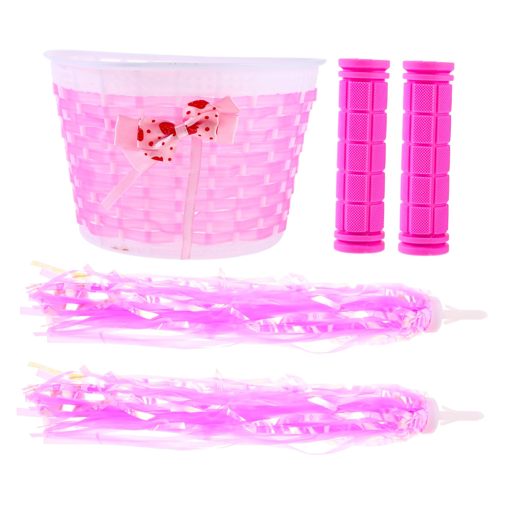 FOYTOKI 1Set Bike Handlebar Covers with Streamers and Basket Accessories for Boys and Durable Decoration for Bicycles and Scooters