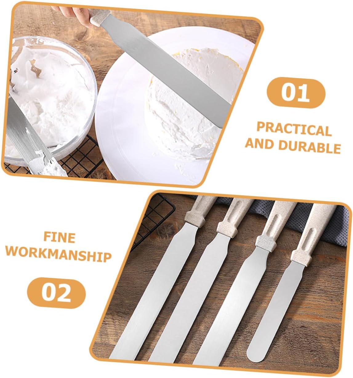 3pcs Wheat Straw Baking Spatula Set for Cake Decorating