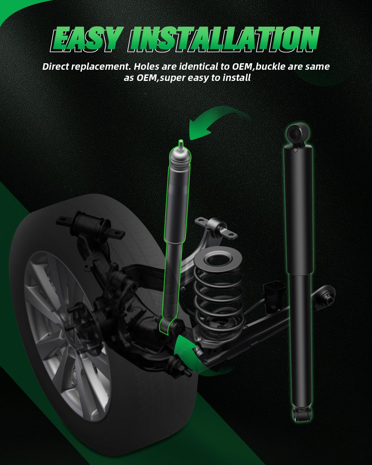 SCITOO Front and Rear Shock Absorbers Struts Compatible with 1994-2001 for Dodge for Ram 1500, 1994-2002 for Dodge for Ram 2500, 1994-2002 for Dodge for Ram 3500, Replace 344365 37103 Shocks 4PCS
