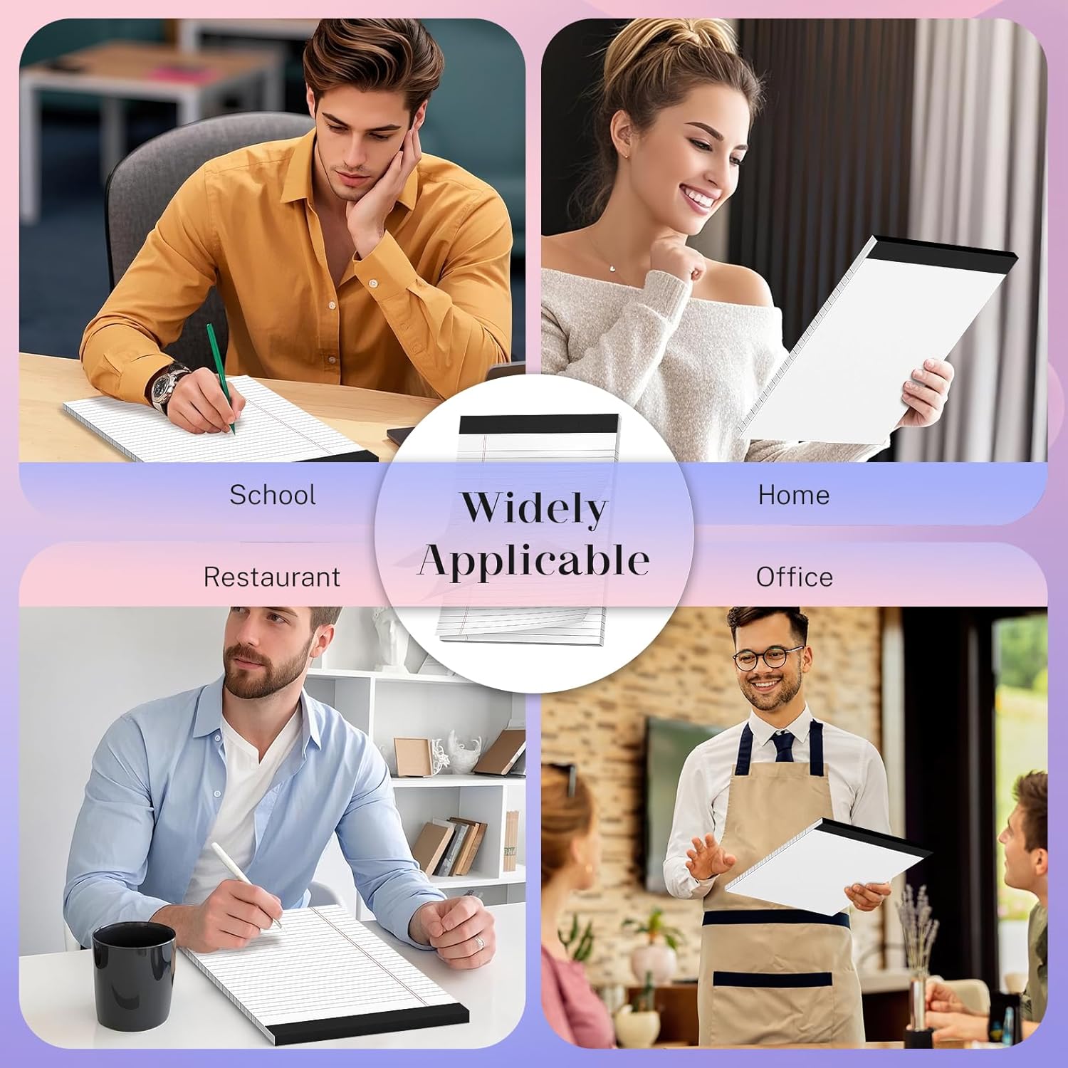 2 Pack Legal Pads 8.5 x 11 White Note Pads 8.5 x 11 Notepad Micro Perforated Writing Pads Lined Paper Pads Wide Ruled Pad of Paper 30 Sheets Notebook for To-Do Lists, School & Office Supplies - Image 7