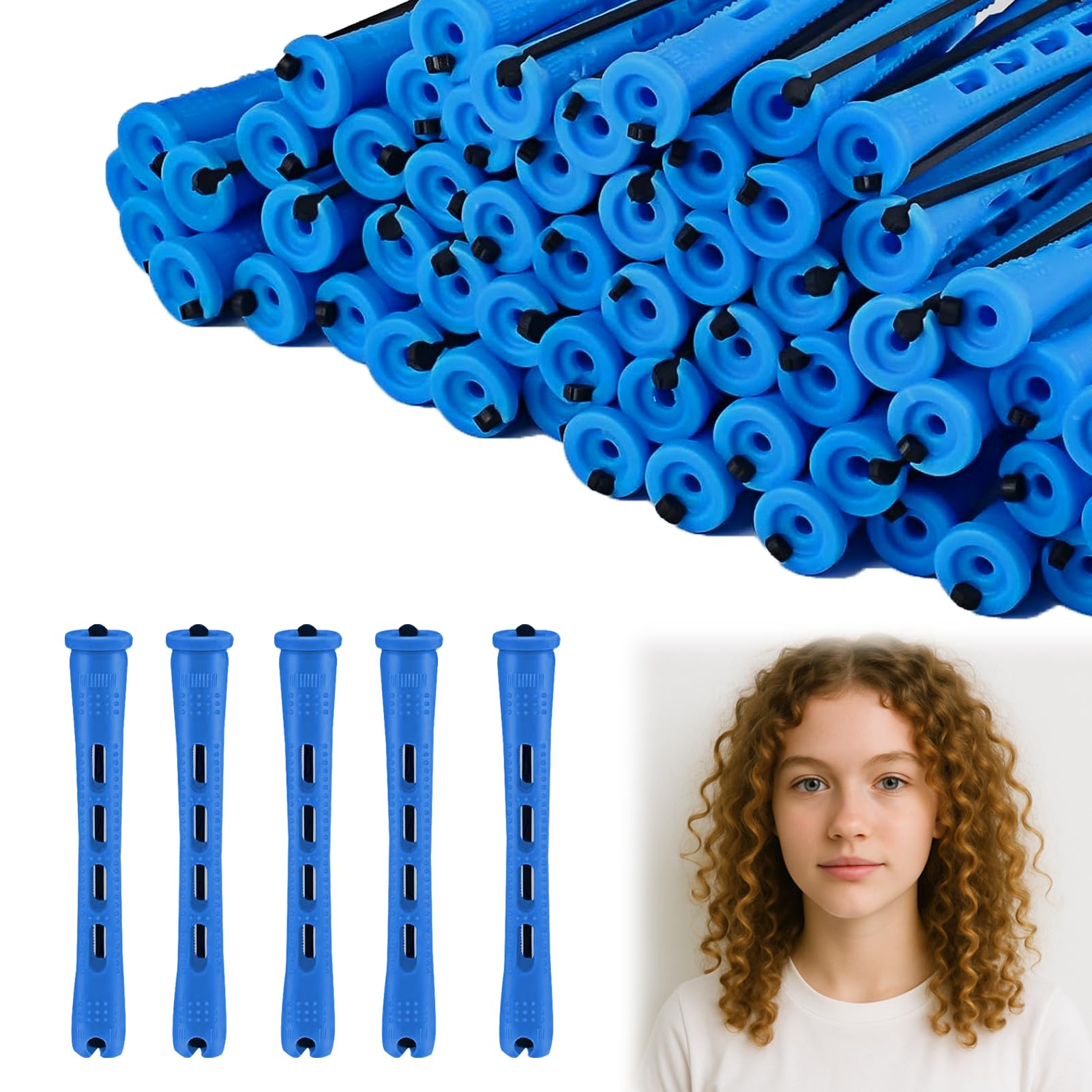 Menibeuty 50 Pièces Permanente Cheveux Boucle Kit,Bigoudis Cheveux Court pour Cheveux Longs Courts Outil de Coiffure Bigoudis,Hair Rollers,Un Bon Choix pour les Copines,les Sœurs,les Mères ou les Amis