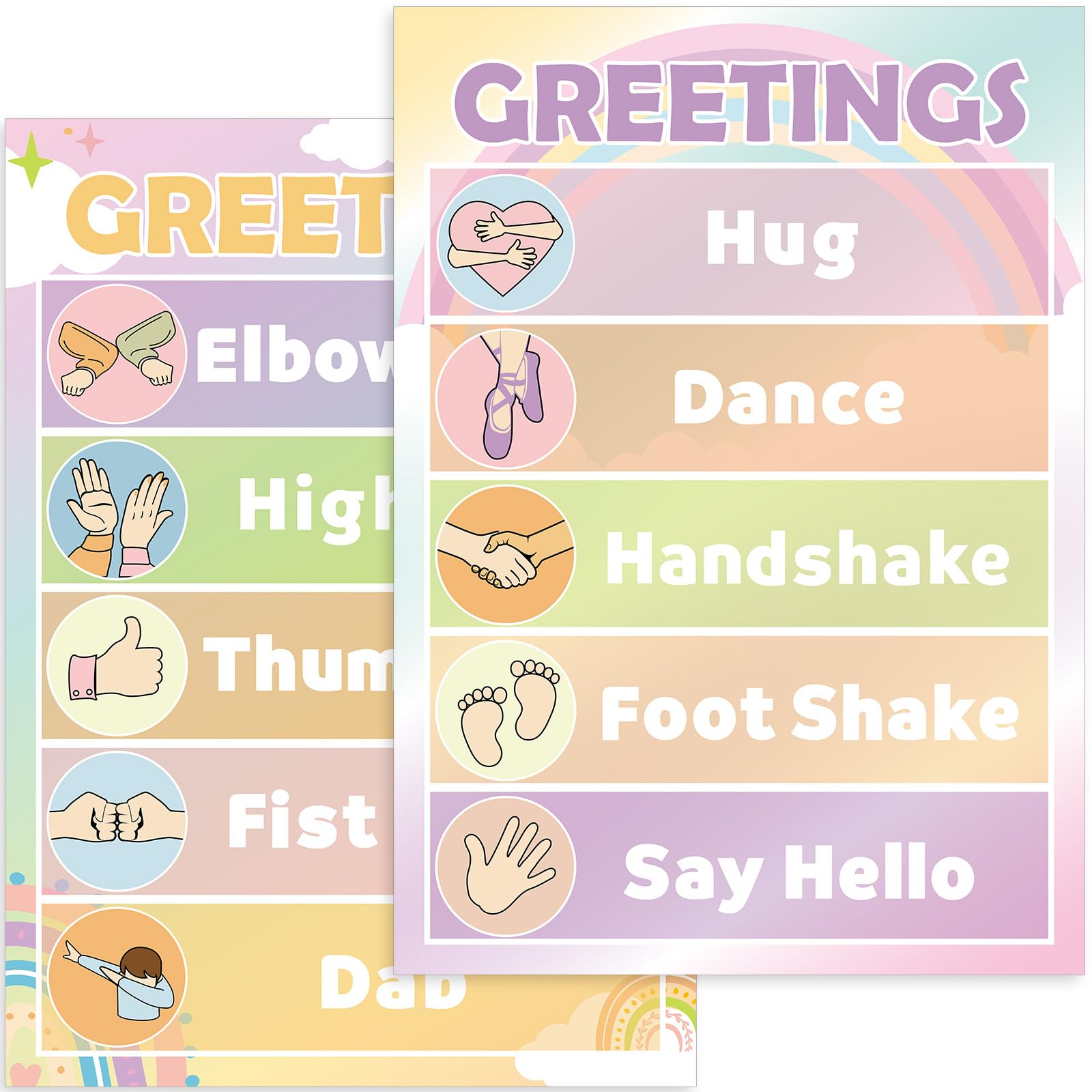 Pastel Classroom Greetings Poster Decor, Classroom Rules Greeting Choice Posters for Educational, Preschool Elementary Teachers Must Haves, Back to School Bulletin Board Welcome Supplies