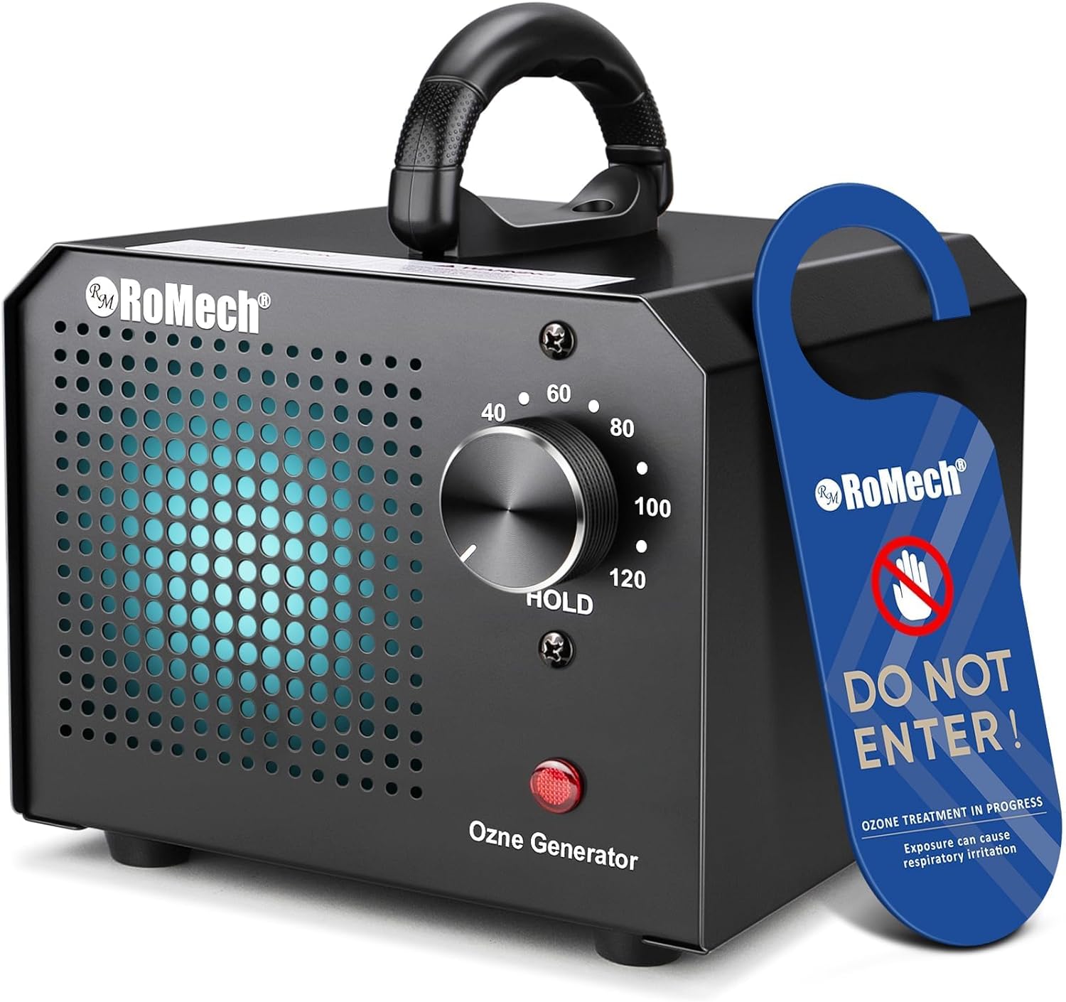 ROMECH Ozone Generator 65,000mg/h, High Capacity Ionizer Air Purifier Ozone Odor Eliminator for 6000sq.ft. Home, Car, Basement, Kitchen (Black) 65000mg/h