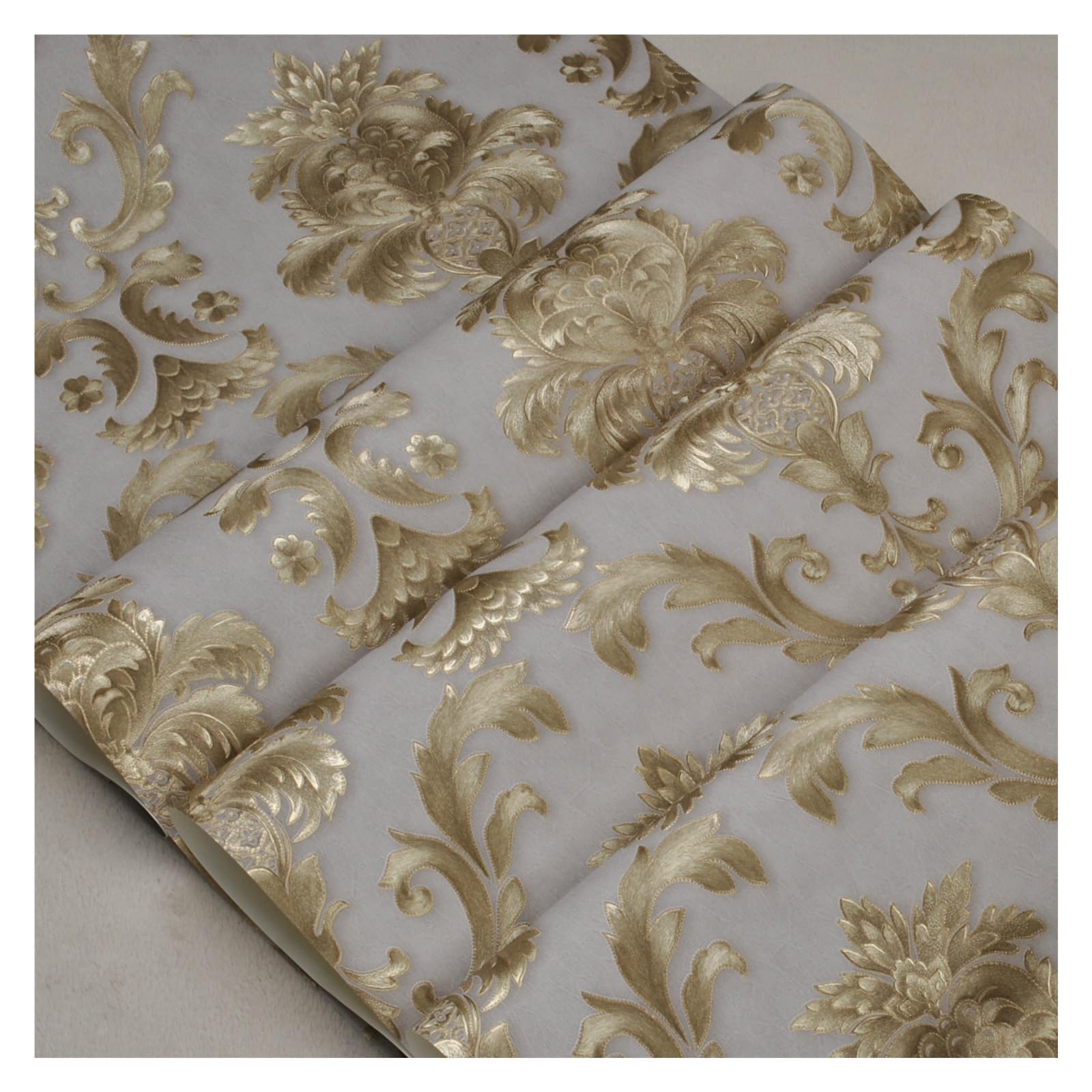 Wwpmnqd Color01 Wallpaper Style Carved Embossed Wallpaper Gold Damascus Bedroom Living Room Version Vertical Striped For Living Room(Color01)