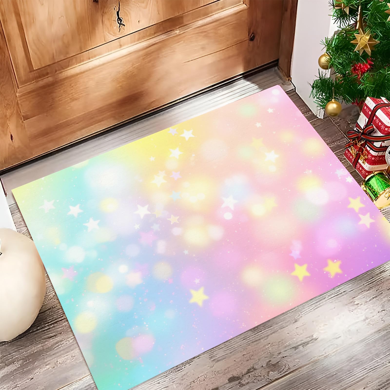Paillasson Mignon Tapis de Sol Arc-en-Ciel 90x150cm pour Entrée Intérieure et Couloir