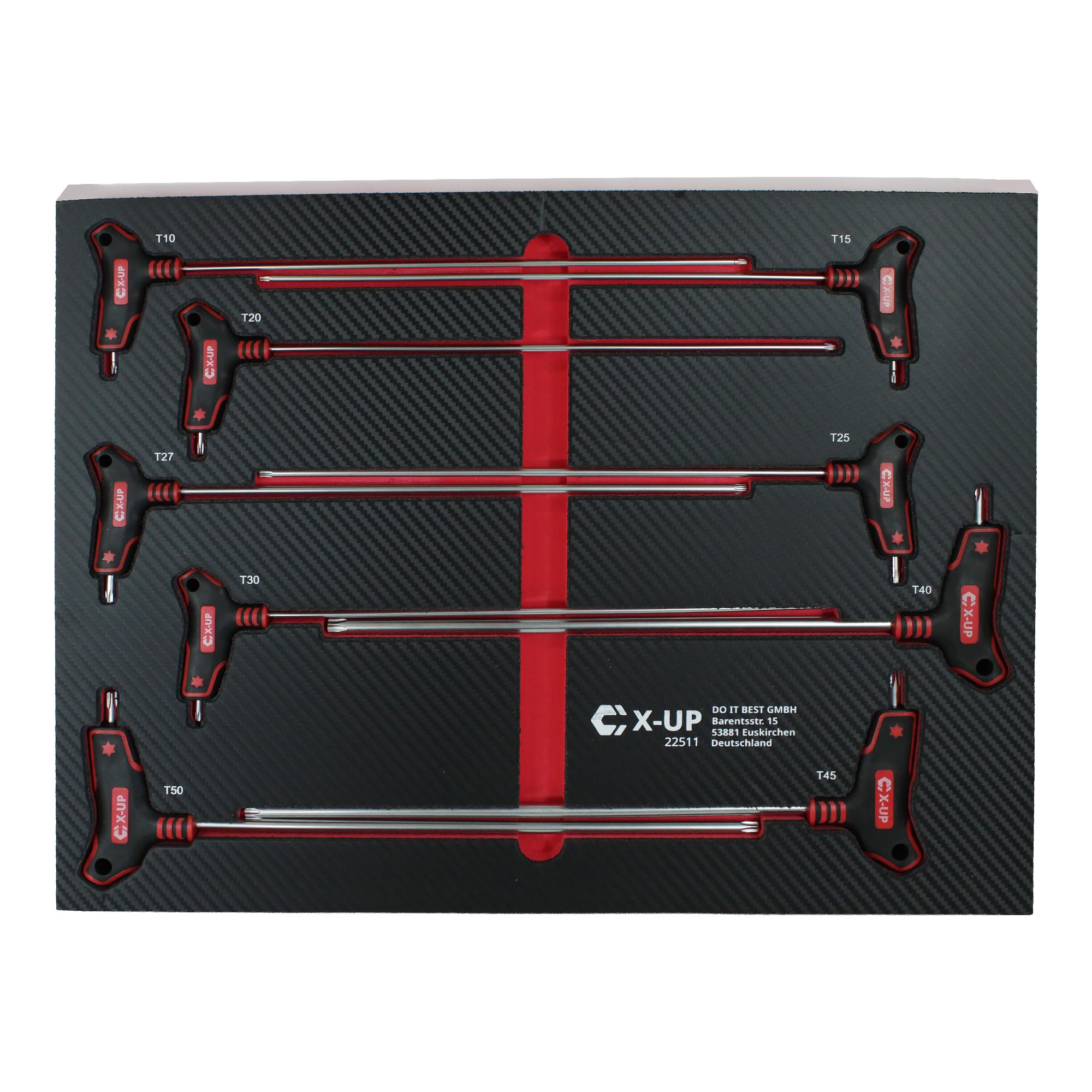 CCLIFE Torx zestaw kluczy z uchwytem T T10-T50 Torx 9-częściowy | 300 mm długości, stal S2, konstrukcja z dwoma końcówkami, narzędzie do naprawy roweru samochodowego