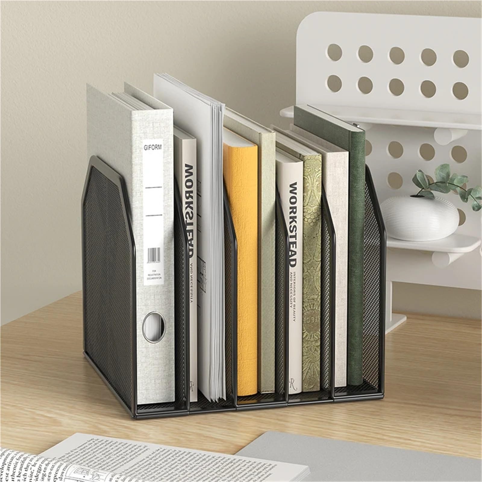 Stehsammler 7-teiliger Desktop-Aktenordner-Organizer aus Metallgeflecht for die Aufbewahrung von Dokumenten und Büchern