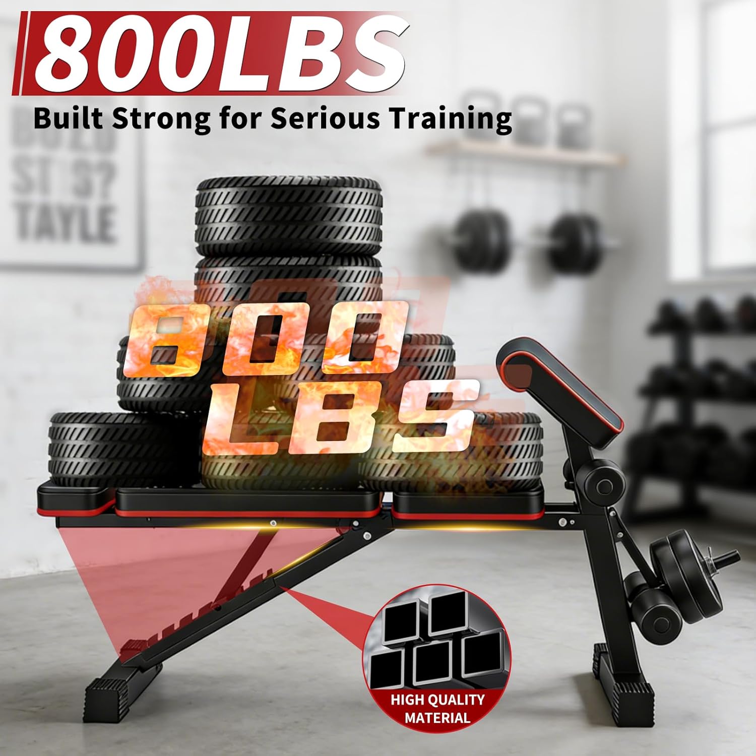 Adjustable Weight Bench, Foldable Workout Bench Press, Weight Benches for Home Gym, Workout Equipment for Full Body Exercise