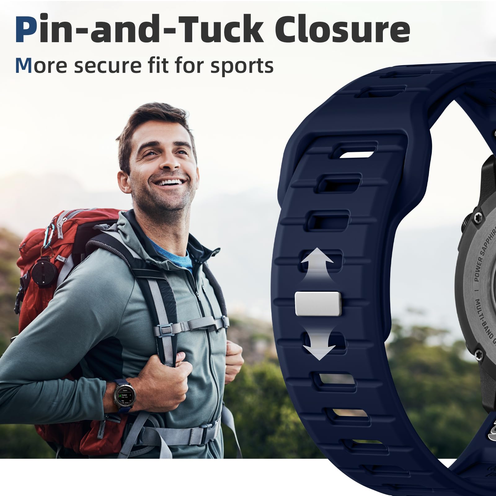 Negatta Strap Compatible With Garmin Fenix 7X/Fenix 7X Pro/Fenix 6X Pro/Fenix 5X Plus/Fenix 5X/Fenix 3/3 HR, 26mm Quick Fit Silicone Watch Strap for Garmin Epix Pro 51mm/Instinct 2X Solar - Image 4