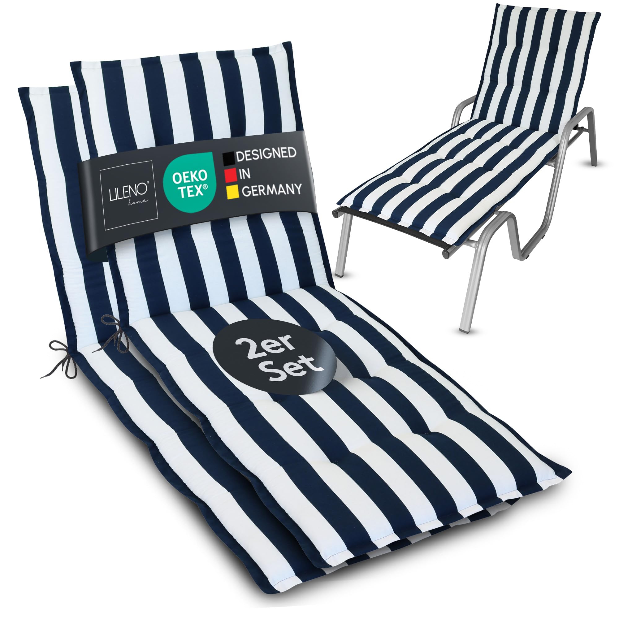 LILENO HOME Sonnenliege Auflage - Gartenliegen Auflage perfekt für Strandliege - Polster für Gartenliege Flor RL