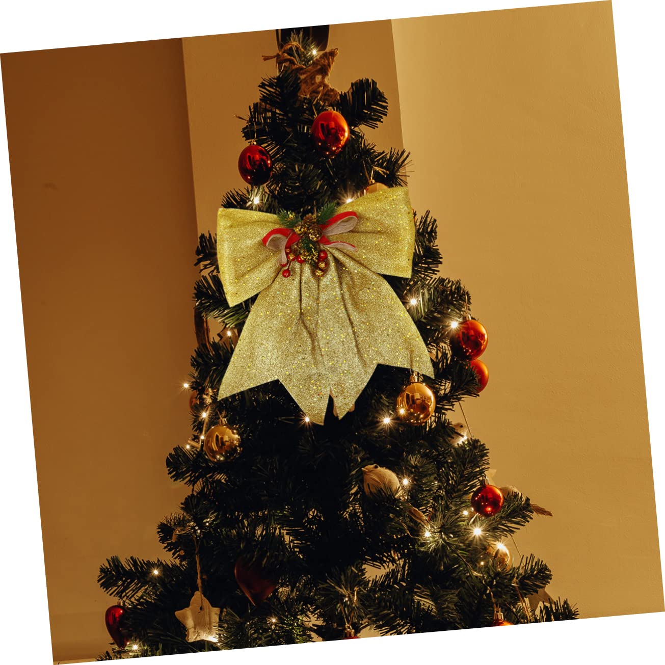 Zerodeko 3 Piezas Colgante de decoración de Lazo navideño Arco de Navidad Cinta de Navidad Christmas Tree Xmas Tree Regalos para embutidoras de Calcetines Home Decoracion Adorno de Navidad