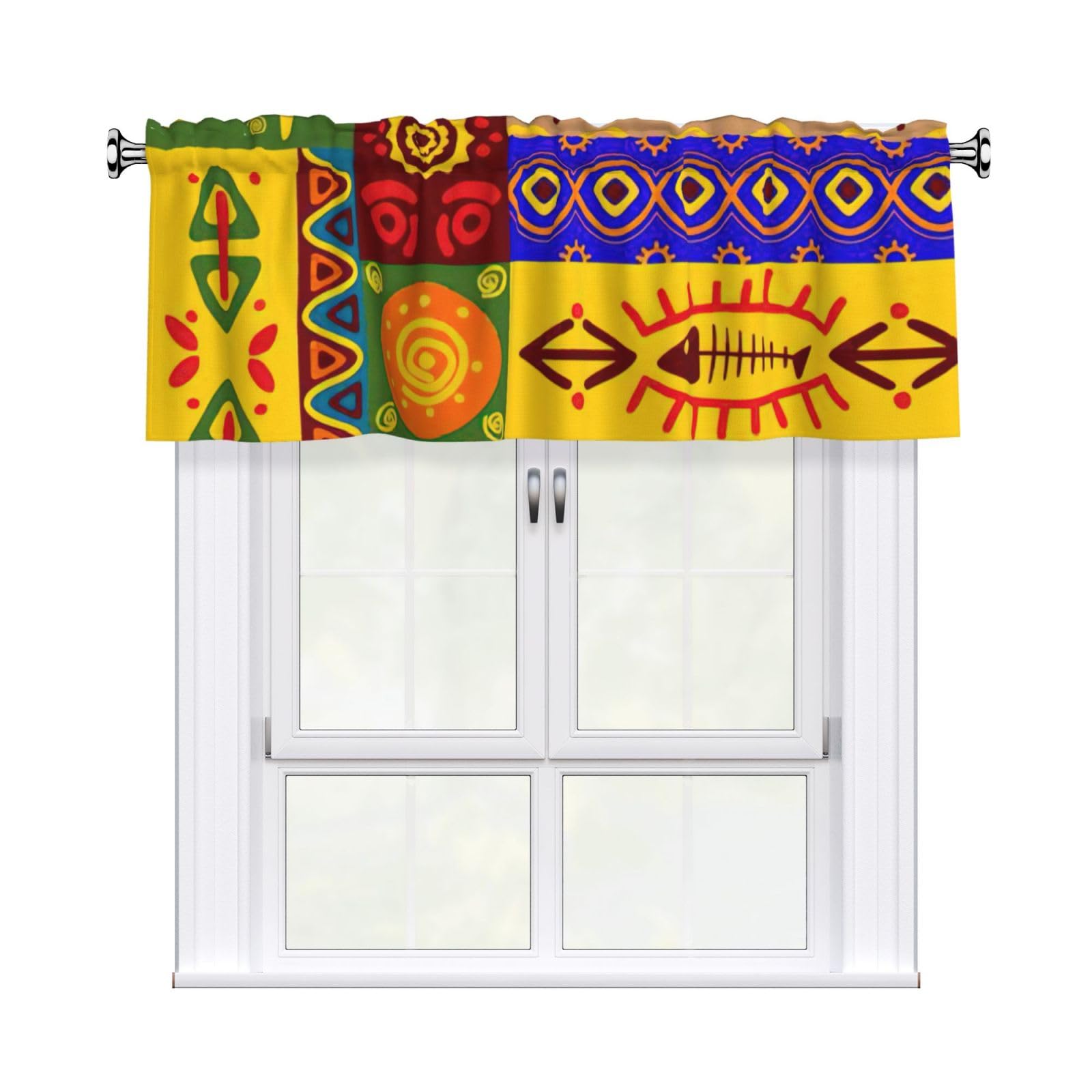 aacxzff African National Patterns Print Curtain Valance 54"x18" (WxL) for Kitchens Bathrooms Bedrooms Balconies Living Rooms
