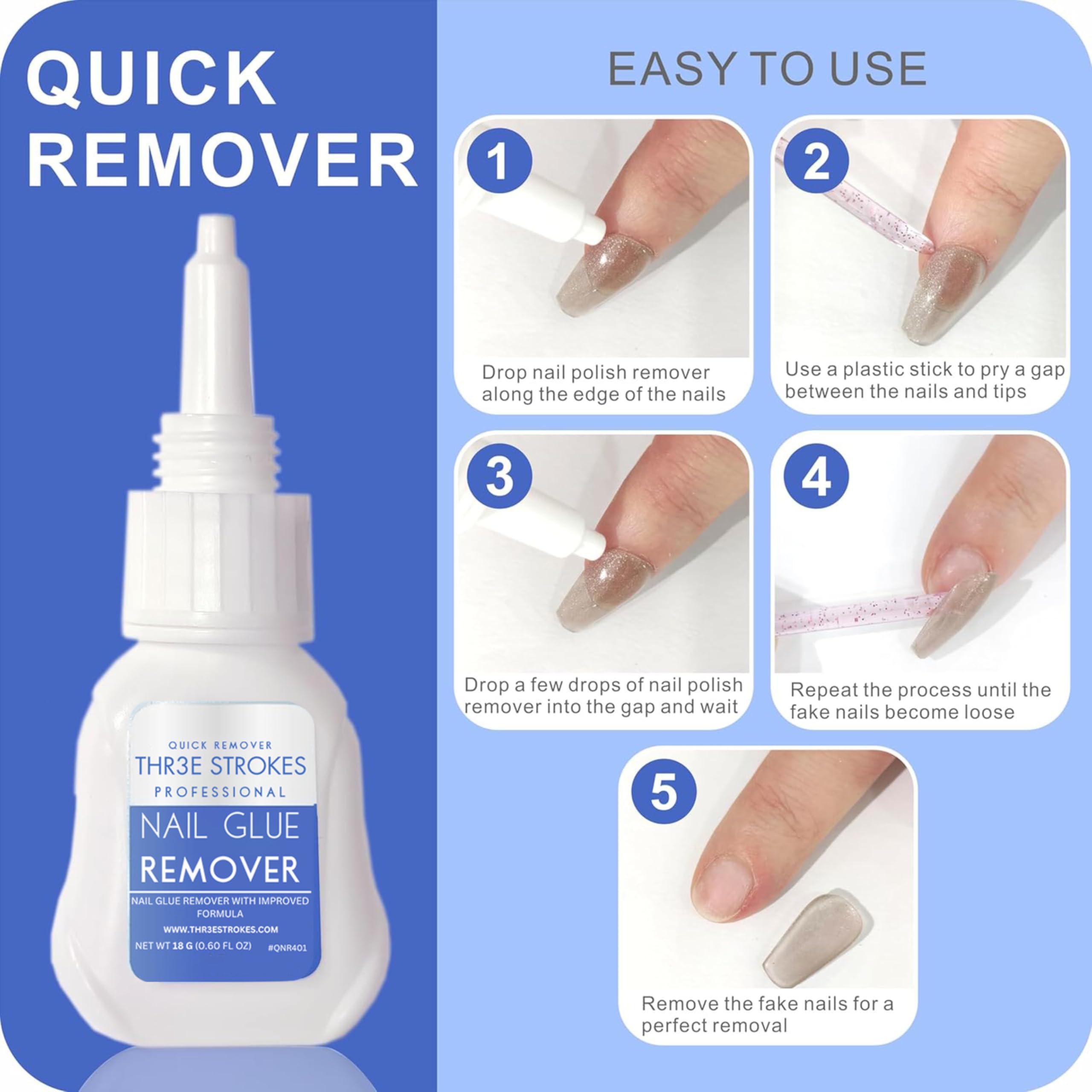 New Upgrade Super Strong Nail Glue Gel and Quickly Nail Glue Remover Kit Press on Nail,G1 Long-lasting 30+ Days Without UV Light,R1 Dropper-type Easily Remove Nail, Salon Professional Bundle (COMBO)