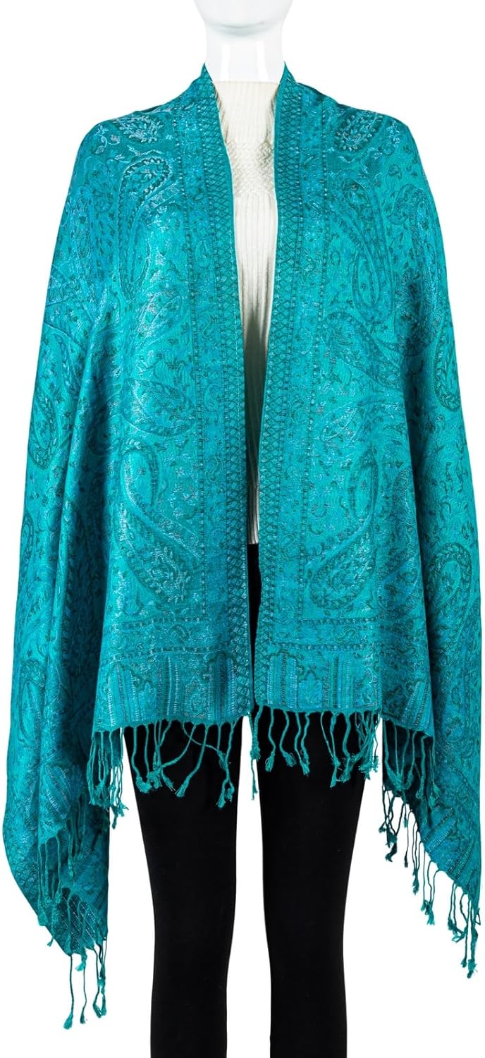 AUSEKALY Pashmina Feel Shawls Wraps for Women Rave Scarf Soft Silky Reversible Men Scarves - Image 7