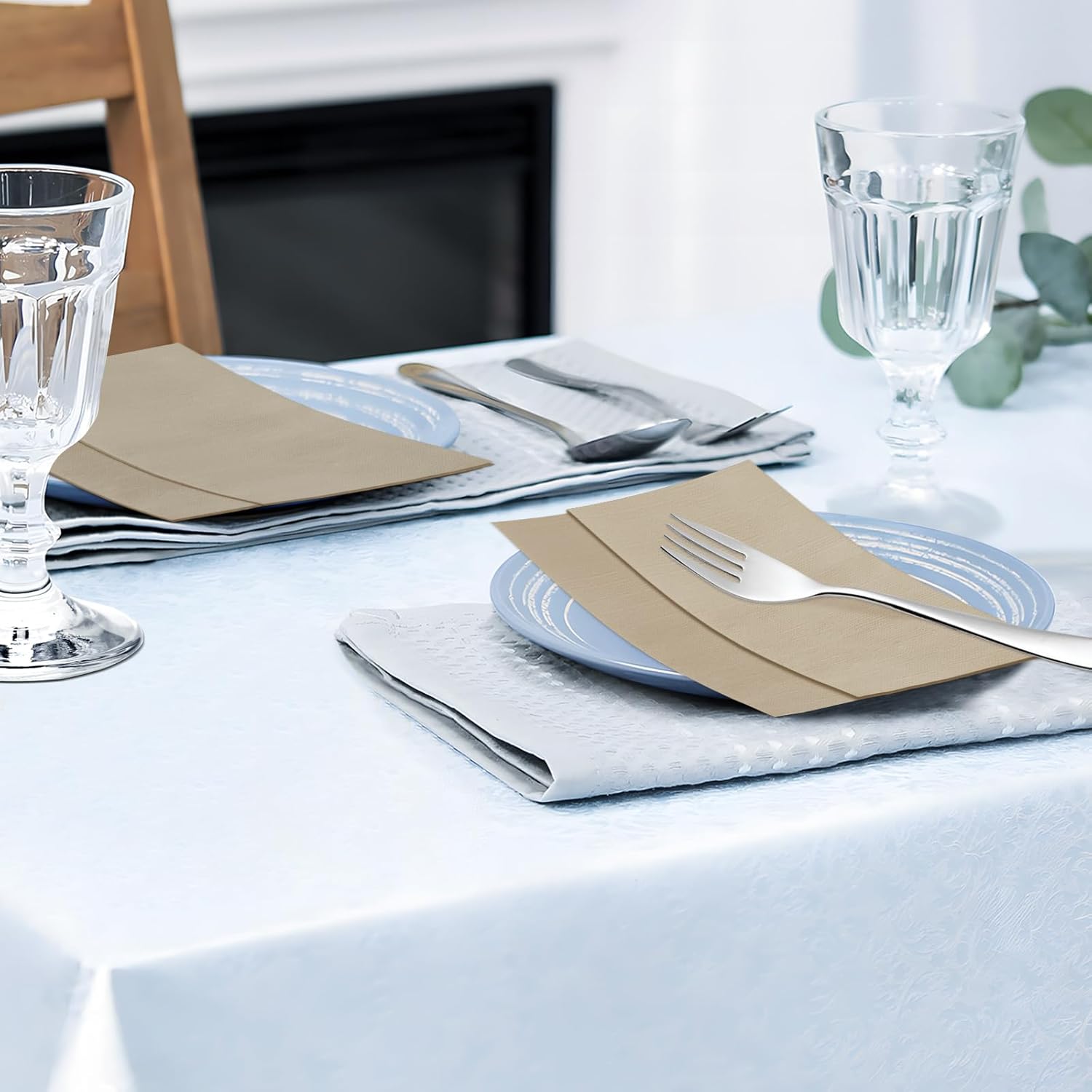 Disposable Fold Napkins, 13"x11.6" 1-Ply 1500 Count Paper Dinner Napkins, Brown Napkins Bulk for Restaurants and Cafes (16.2" X 15")