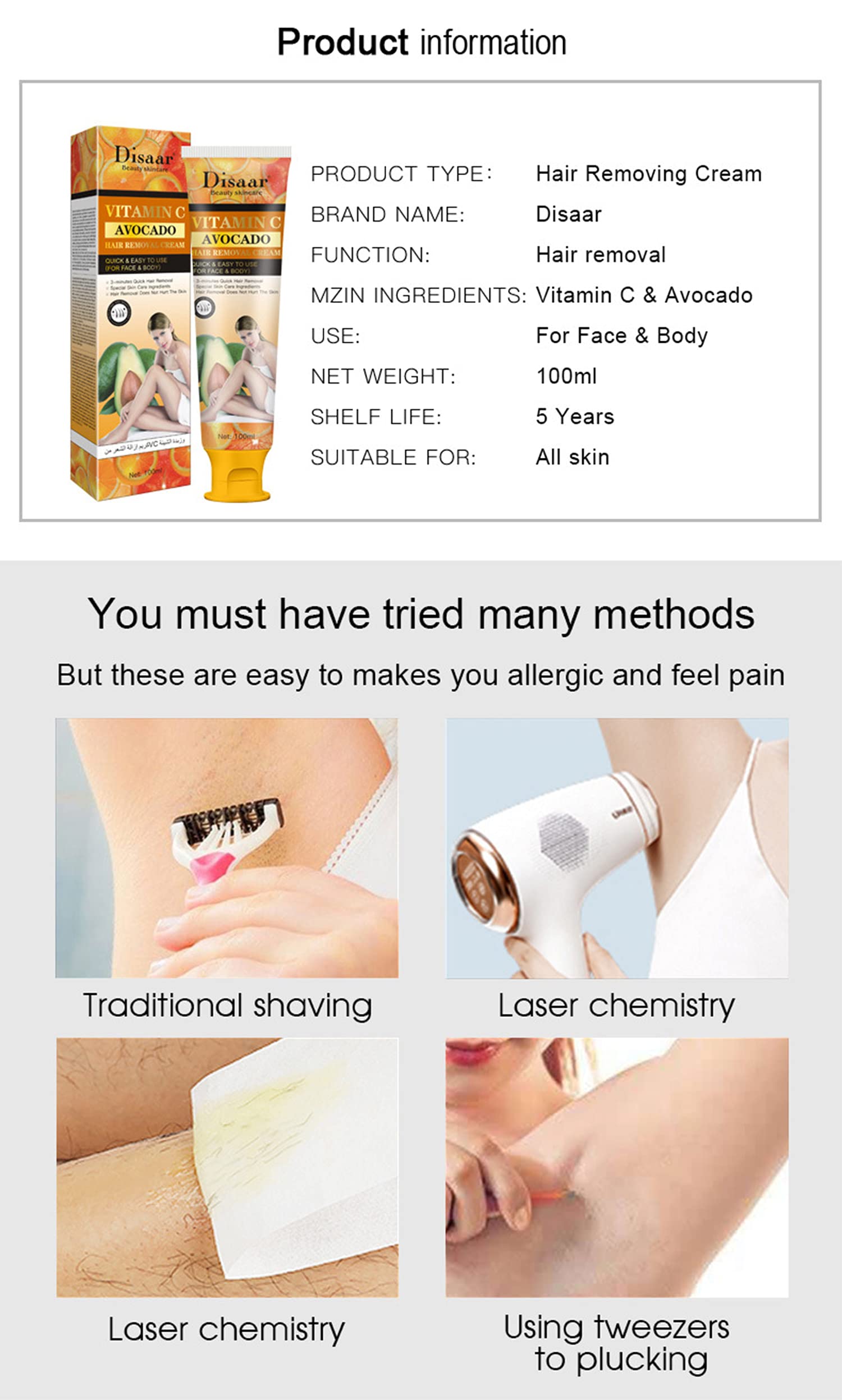 Amazon.com : DISAAR BEAUTY Vitamin C Avocado Face Body 3-minutes