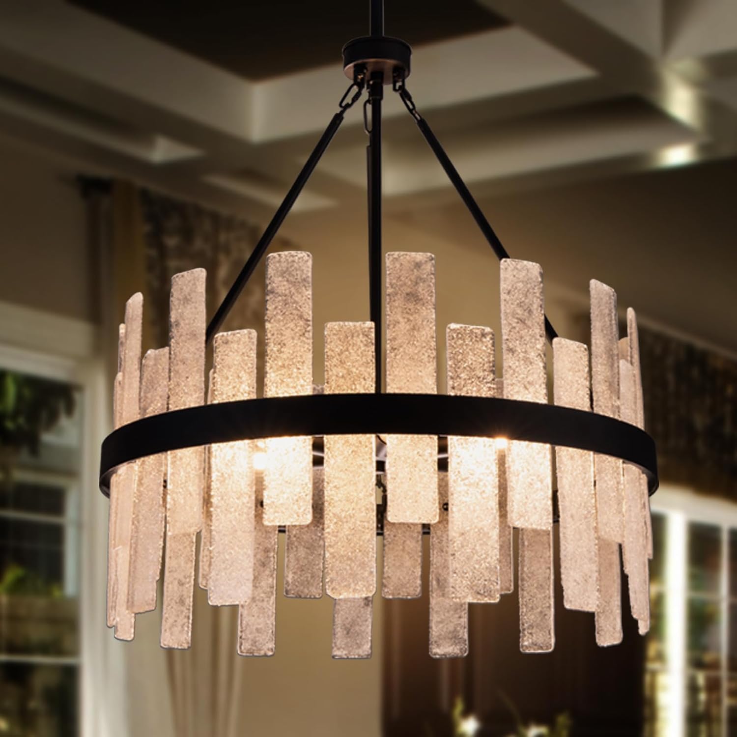 Wellmet Black Chandeliers for Dining Room 24 inch, Modern Farmhouse