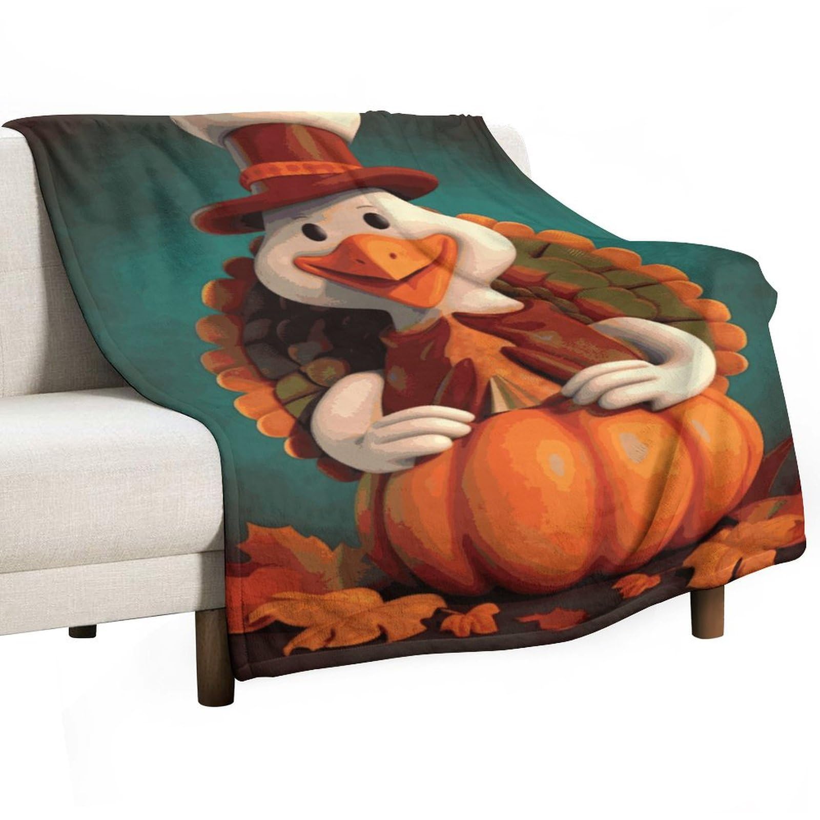Couverture flanelle Thanksgiving dinde plaid chaud et doux cadeau familial réconfortant