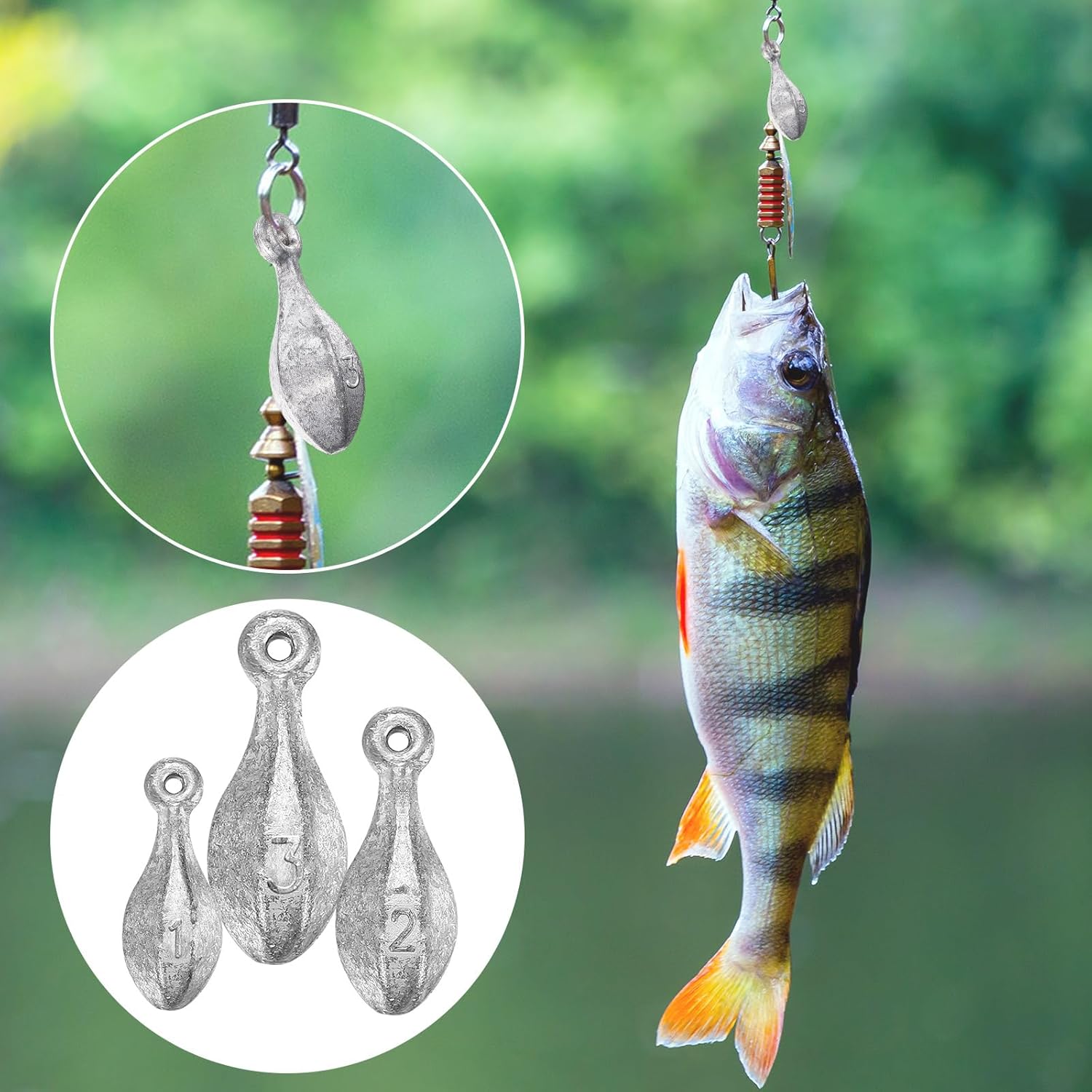 Ceenna 60 Pcs Fishing Weights Sinker Kit 1oz, 2oz, 3oz Bank Sinker Weights Rig Freshwater Saltwater Sinkers for Ocean Surf Fishing Gear Tackle