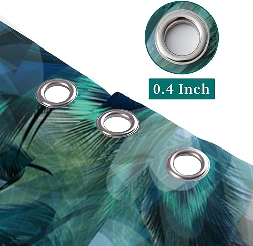 Miniatura 2 de Cortina de ducha con diseño de plumas de pavo real, impermeable, tela de poliéster, juego de cortinas de ducha con ganchos, 72 pulgadas de ancho x