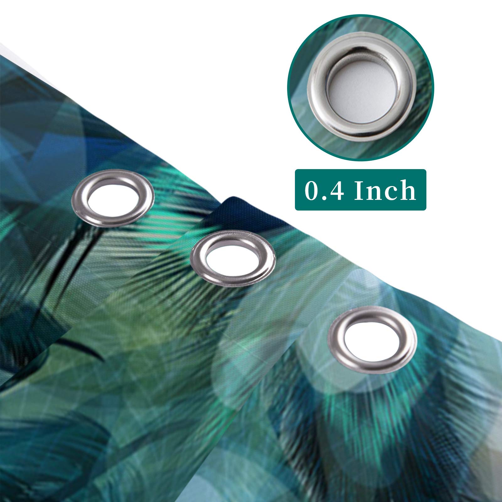 Prime Leader Watercolor Decor Shower Curtain Peacock Feather Pattern Waterproof Polyester Fabric Bathroom Shower Curtains Set with Hooks,72