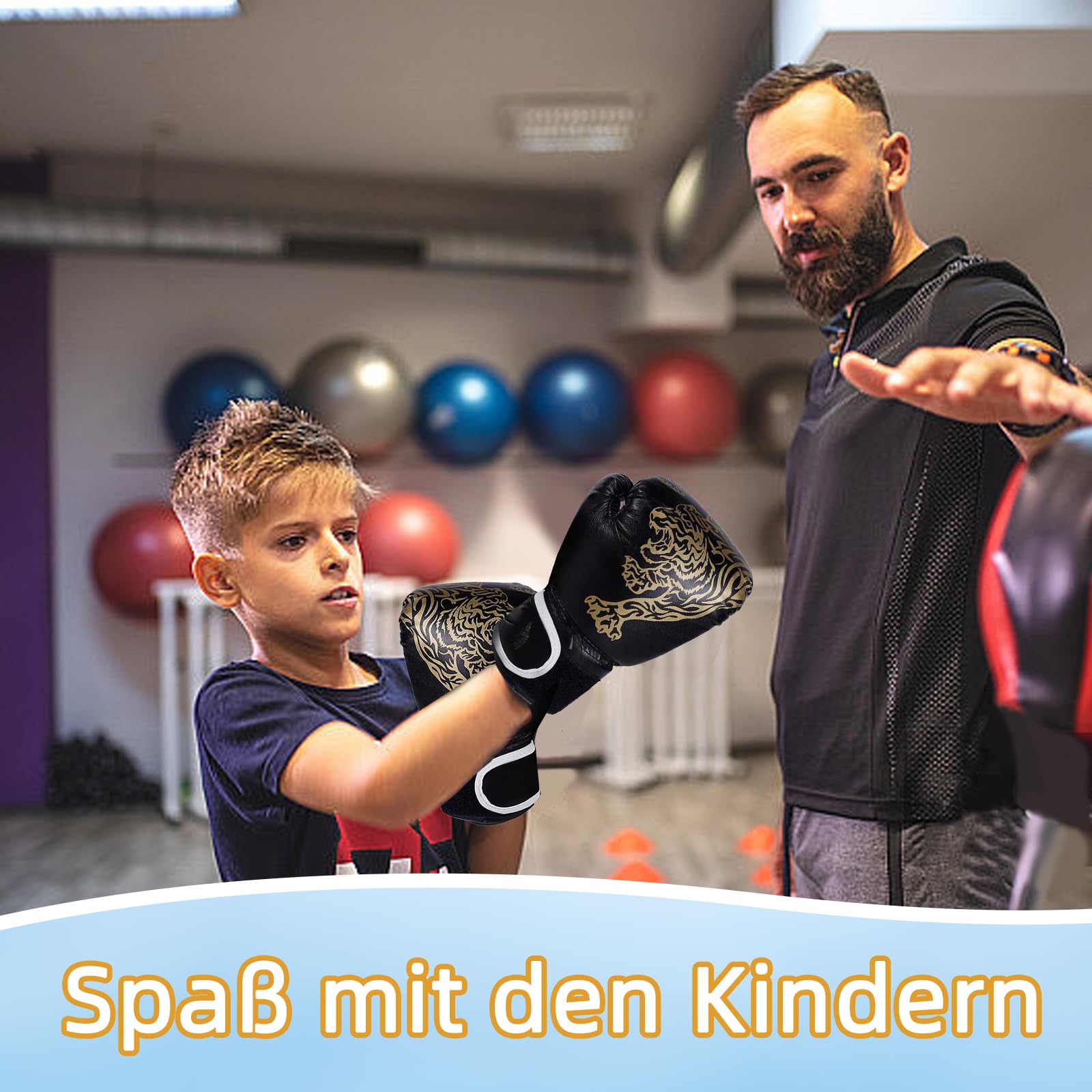 Guanti da boxe per bambini, guanti da boxe da 6 oz, guanti da boxe per bambini, 6 anni-12 anni, per scatole e giocattoli