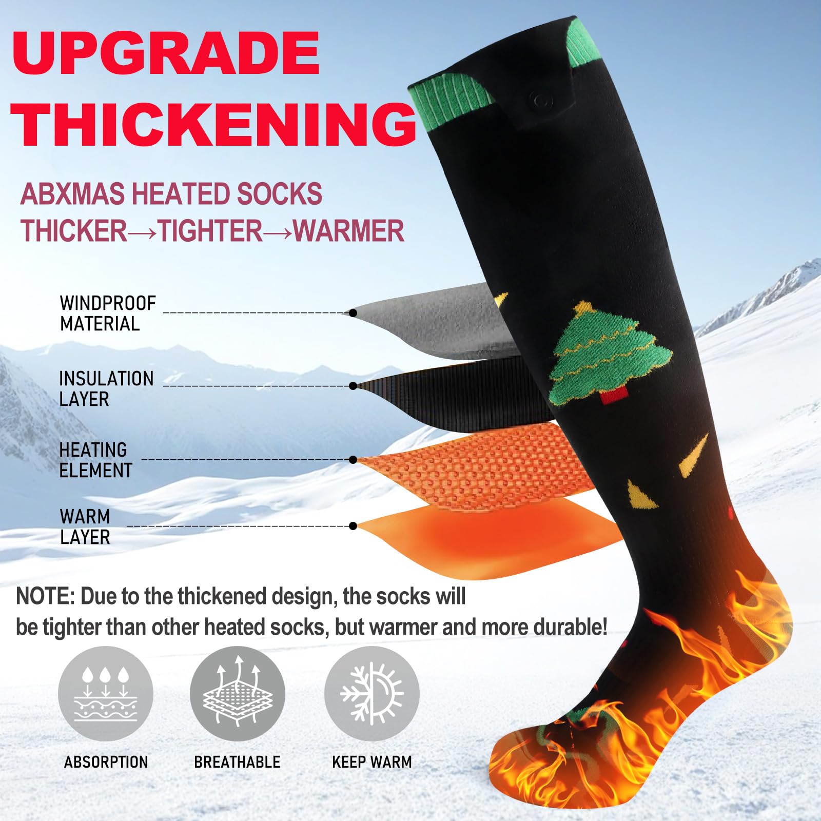 Beheizte Socken für Frauen 5000 mAh Batterie, Wiederaufladbare Heizsocken für Damen Herren Winter Skifahren Radfahren