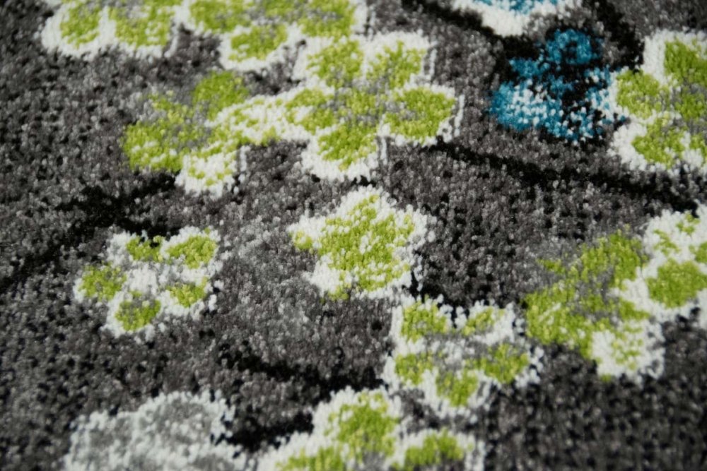 Traum Designer Teppich Moderner Teppich Wohnzimmer Teppich Blumenmotiv Grau Türkis Grün Weiss Größe 120x170 cm