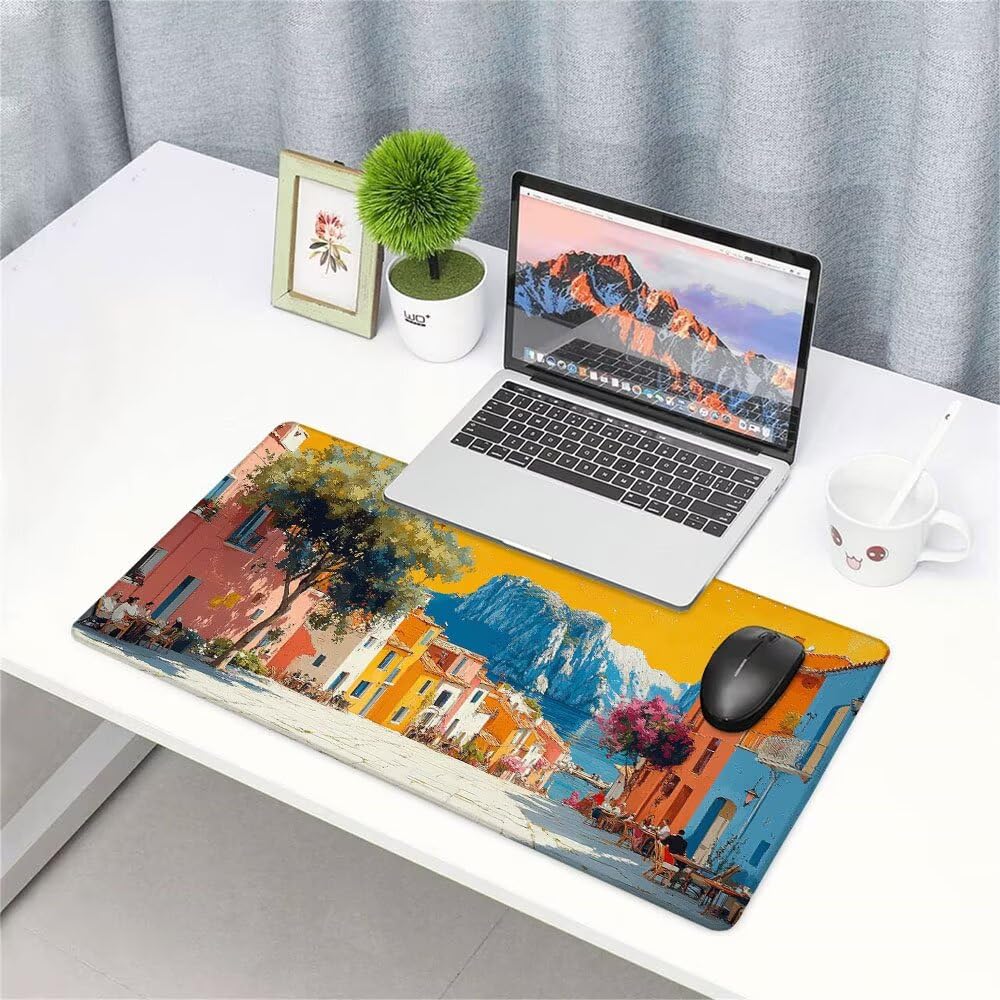 Alfombrilla de Mouse para Juegos, Giallo, XXL, Antideslizante, Impermeable, Diseño de Paesaggio, Extendido, Grande, 1200x600x3mm, para PC, Laptop, Ufficio, Famiglia d-570