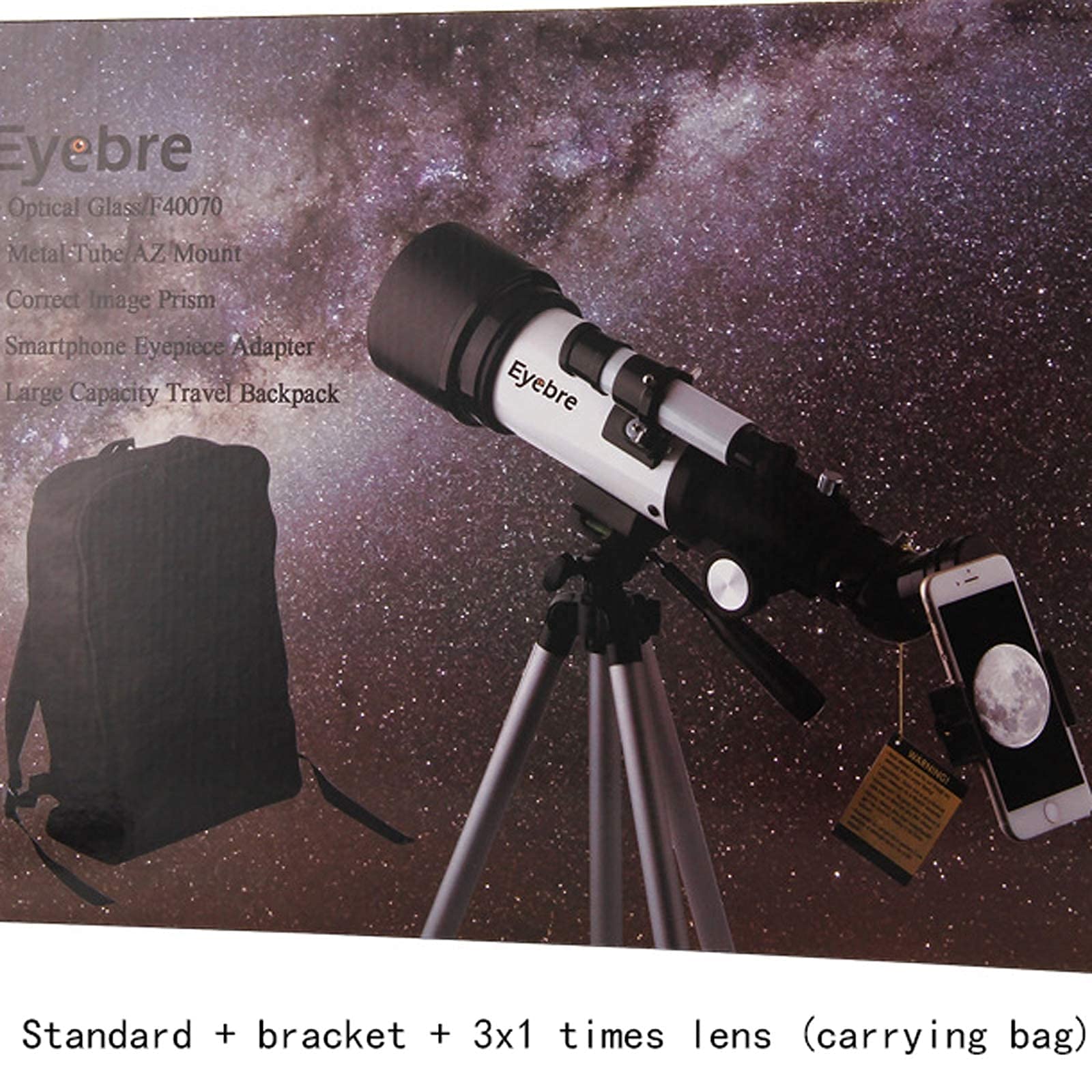 Przenośny teleskop podróżny dla dorosłych z szukaczem, teleskop dla dzieci, dorośli, początkujący astronomowie, teleskopy refraktorowe 50 mm, adapter do smartfona, plecak i filtr księżycowy