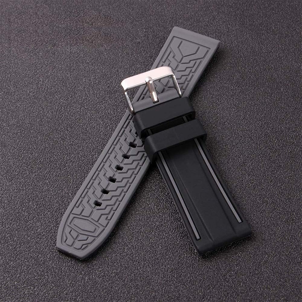 Silicone Watch Bands Divers Model Replacement Rubber Watch Strap 20mm 22mm 24mm 26mm Waterproof Line Bicolor Silver Buckle for Men and Women Sport - Image 3