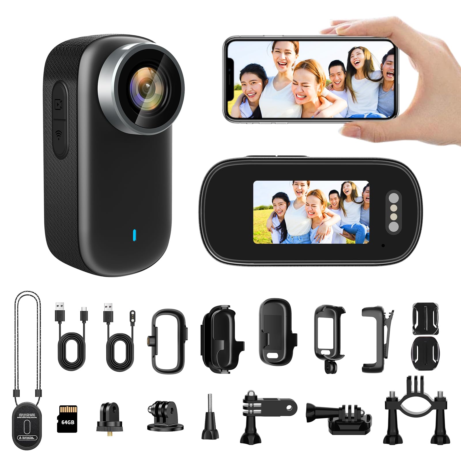 小型カメラ ボディカメラ 4K WiFi スマホ連動 アウトドアスポーツ LXMIMI 4K 小型カメラ ボディカメラ WiFi スマホ連動 180°回転レンズ