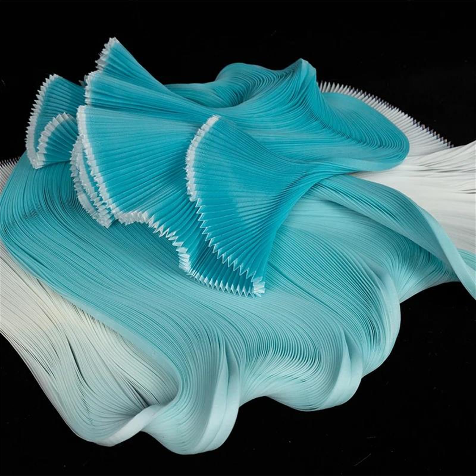 Ribete de Gasa Plisada con Volantes, Tela Gasa Plisada Perlas Trituradas Multicolor 100x140 cm(3)