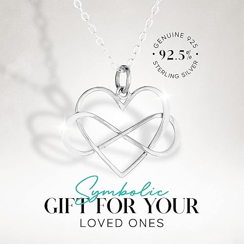 Miniatura 7 de Infinity Heart Necklace, Stylish Sterling Silver Necklace, Handmade Necklaces on 18-Inch .925 Sterling Silver Chain for Women, Aunt and Niece Gift