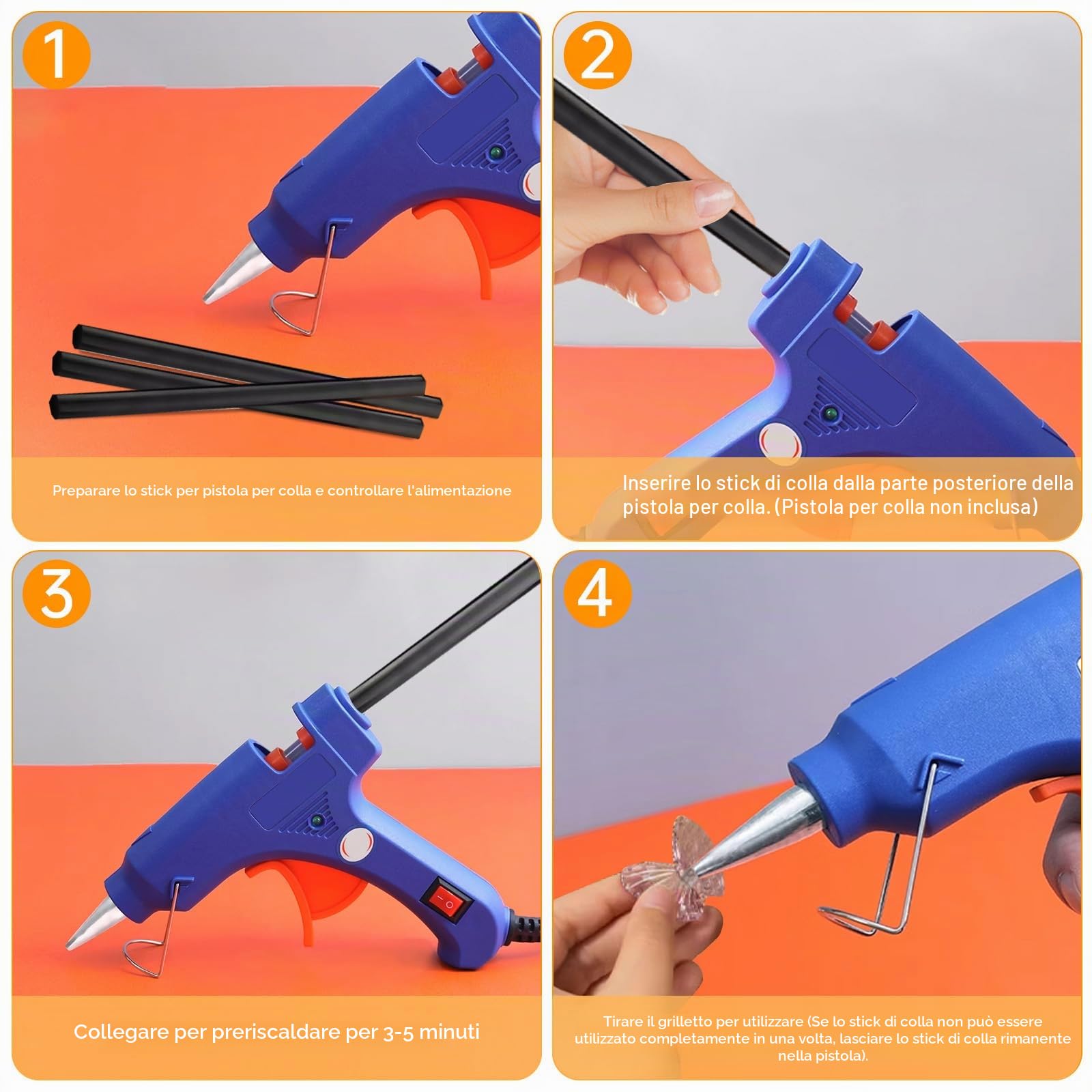 40 pezzi stick colla a caldo Ø11x200 mm – Nero, ricarica colla a caldo per pistola, bastoncini per pistola colla a caldo, colla caldo, colla a caldo ricariche