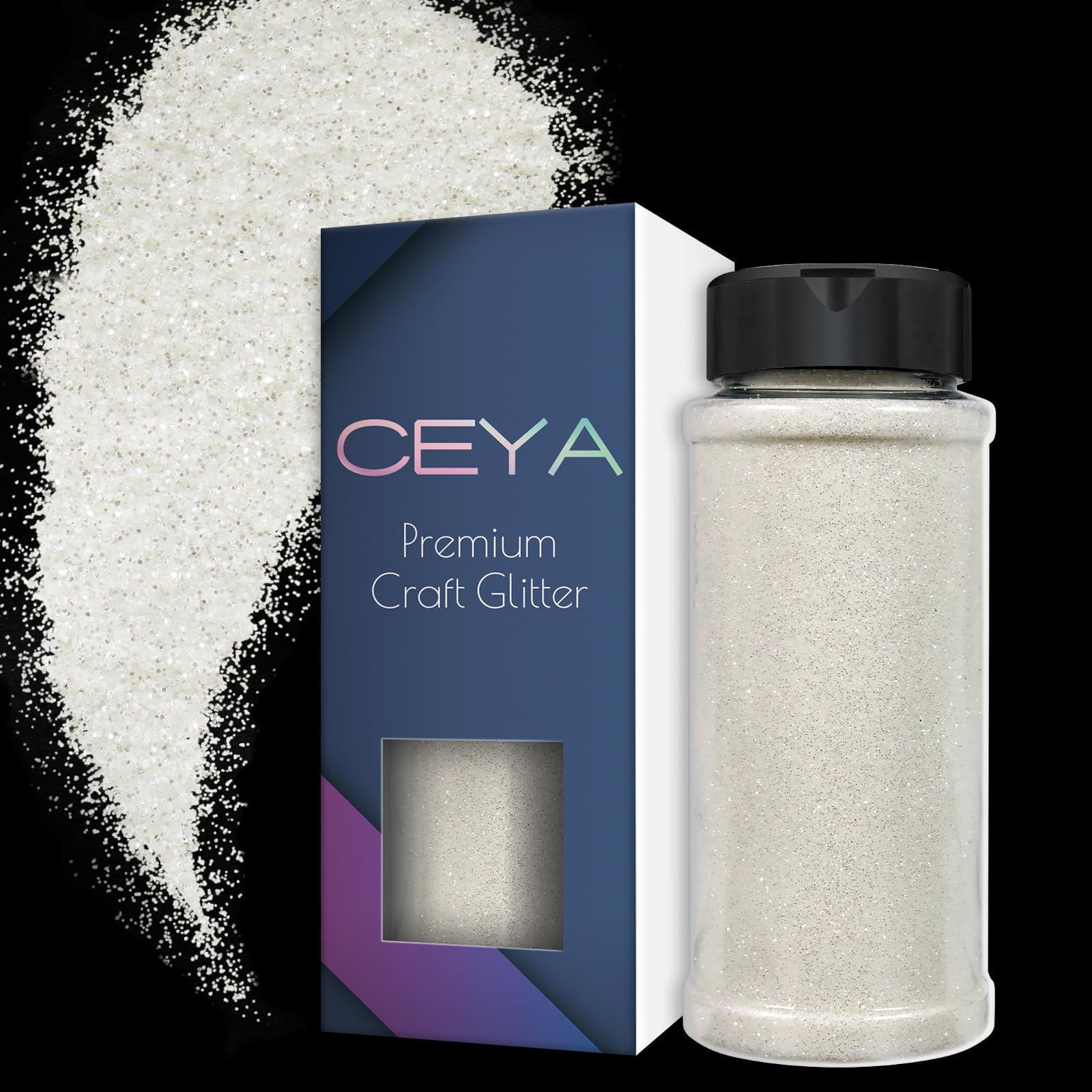 Ceya 3.5oz/ 100g Ultra Fine Glitter Powder Clear Glitter 1/128” 0.008” 0.2mm for Slime Epoxy Resin Craft Tumbler Jewelry Nail Art Festival Makeup Scrapbook Painting Wedding Cards