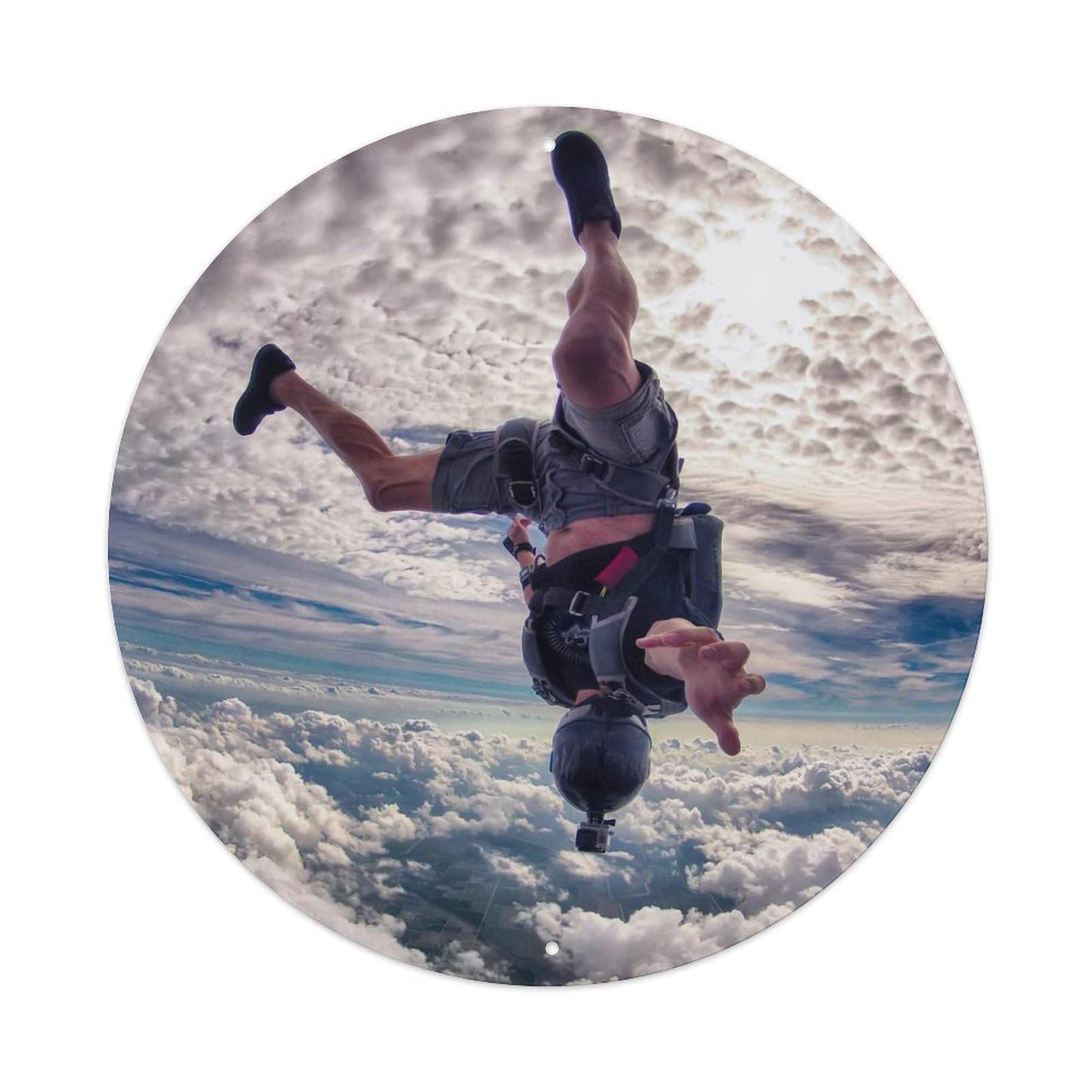 Skydiving Freefall Cloudscape Extreme Sports Metal Tin Sign