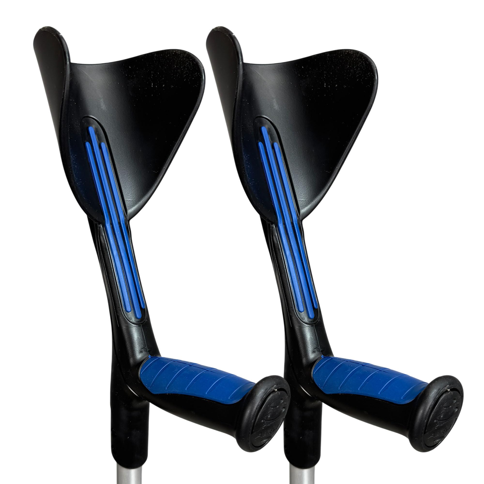 Stampelle Ortopediche regolabili in altezza (2 unità) Ultraleggere con impugnatura Comfort, Stampelle Canadesi,Stampelle antiscivolo (Nero)