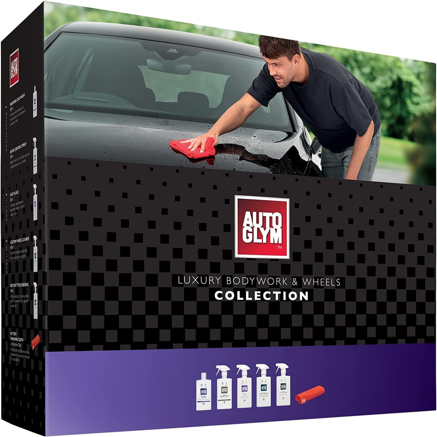 Luxury Bodywork & Wheels Collection, 6-Piece Car Cleaning Kit, Car Cleaning Gift Set Includes Foaming Car Wash-500ml, Rapid Ceramic Spray-500ml, Fast Glass-500ml & More