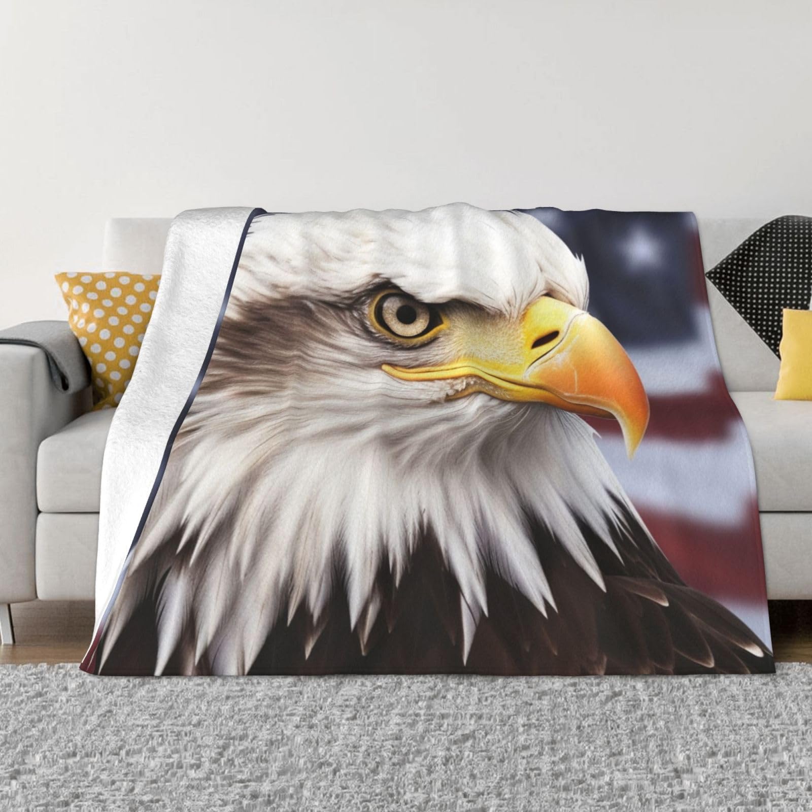 Couverture motif aigle plaid micro polaire chaud jeté de lit microfibre et couverture canapé