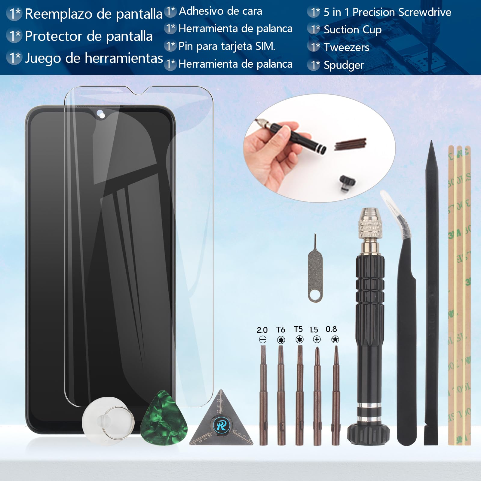 RongZy Pantalla para OPPO A38 CPH2579 Táctil LCD de Repuesto Ensamblaje Digitalizador Reemplazo para OPPO A18 CPH2591 con Herramientas de Reparación (Negro con Marco)